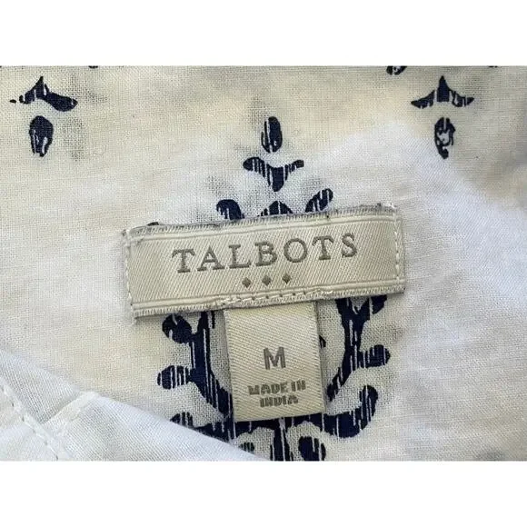 Talbots Navy Blue Allover Print Cotton Button Down Shirt, Size M - Picture 7 of 11
